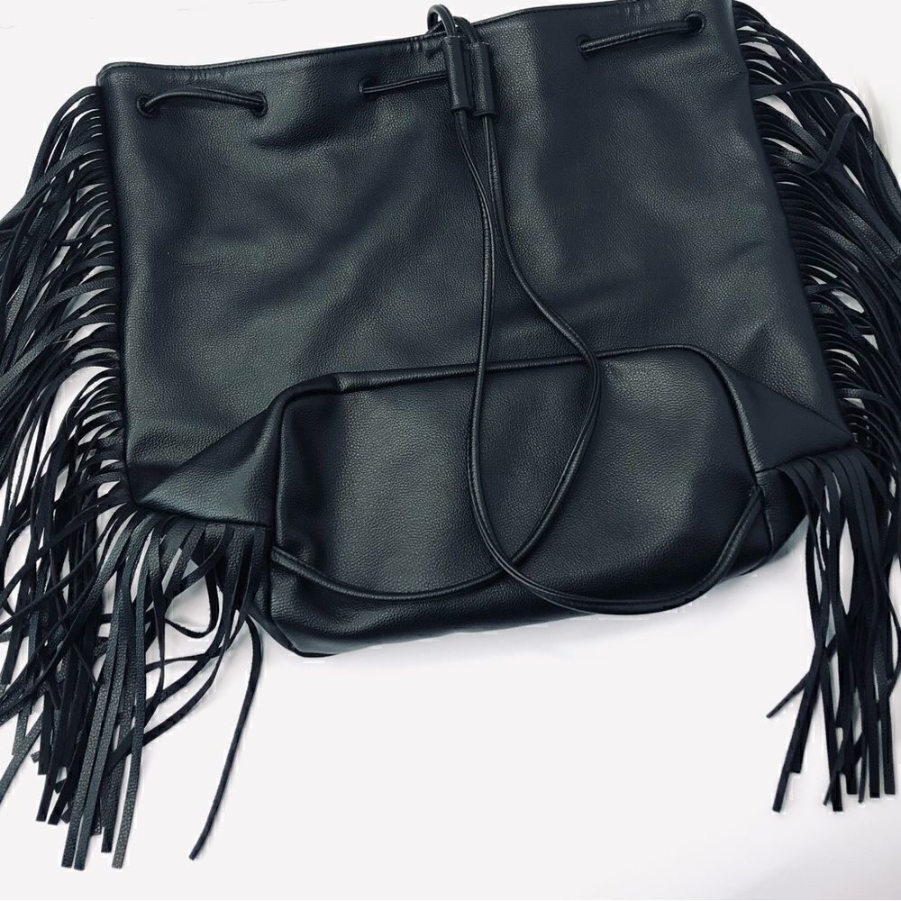 Victoria’s Secret Black Leather Fringe Backpack - Picture 3 of 9